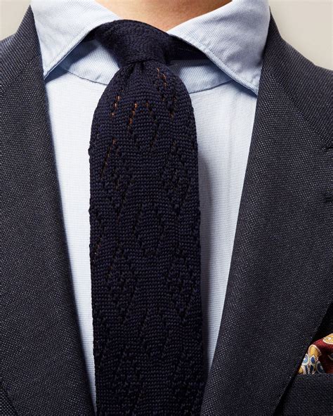 navy blue knitted grooms bow tie